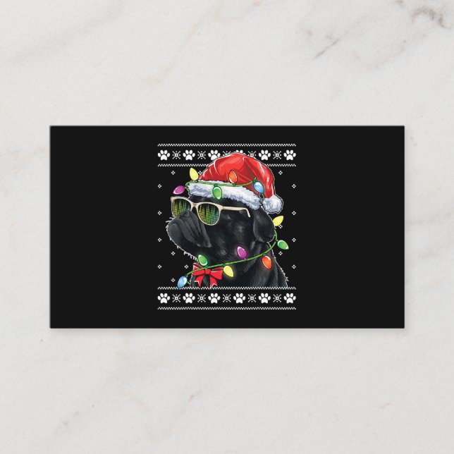 Carte De Visite Carlin noir Arbre de Noël Chien Maman Papa Chandai (Devant)