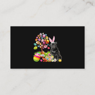 Carte De Visite CARLIN NOIR Jour de Pâques Oeufs Chiens Lapin Pâqu