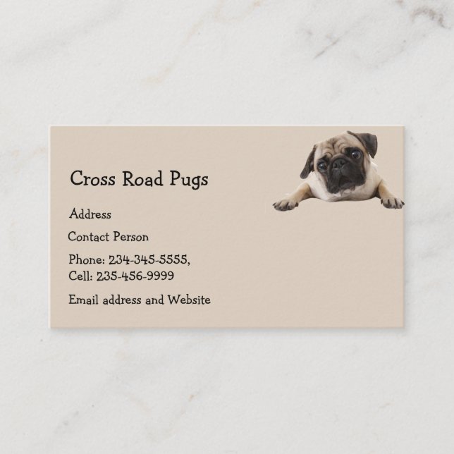 Carte De Visite Carlin personnalisé Chien animal animal Logo d'ent (Devant)