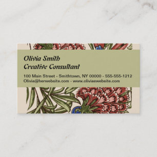 Carte De Visite Carnation Carrelage Fleur Antique Art Rustique