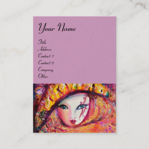 CARTE DE VISITE CARNAVAL EN JAUNE AVEC ROSE ROUGE