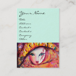 CARTE DE VISITE CARNAVAL EN JAUNE AVEC ROSE ROUGE