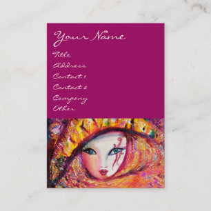 CARTE DE VISITE CARNAVAL EN JAUNE AVEC ROSE ROUGE
