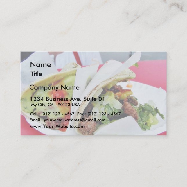 Carte De Visite Carne Asada Tacos Guacamole (Devant)
