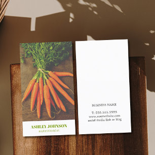 Carte De Visite Carottes modernes Élégantes Photo Nutritionniste