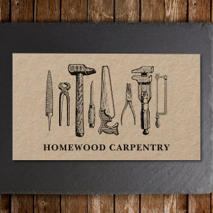 Carte De Visite Carpenter Carpenter Outils de menuiserie Rustique 