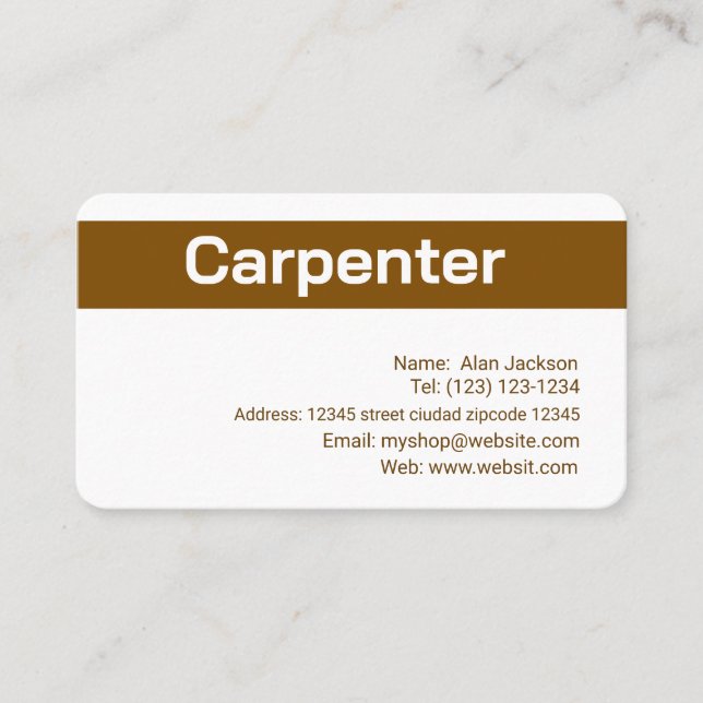 CARTE DE VISITE CARPENTER modifiable (Devant)