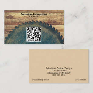 Carte De Visite Carponnerie de scie circulaire verte rustique QR C