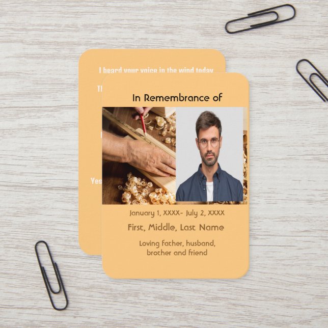 Carte De Visite Carponnerie Memorial Pocket Card (Devant/Arrière en situation)