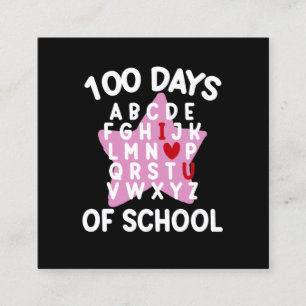 Carte De Visite Carré 100 Jours D'école Alphabet 100ème Jour Professeur 