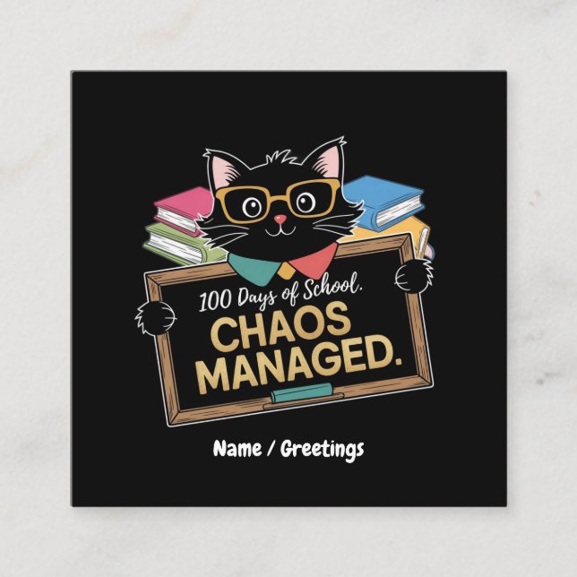 Carte De Visite Carré 100 Jours d'école Comment ce professeur amusant a  (Devant)