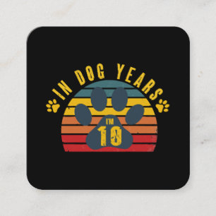 Carte De Visite Carré 10 ans en années de chien