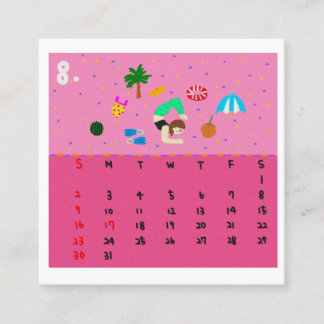 Carte De Visite Carré 2026 Cute Cartoon Yoga Poses Calendar, Health 