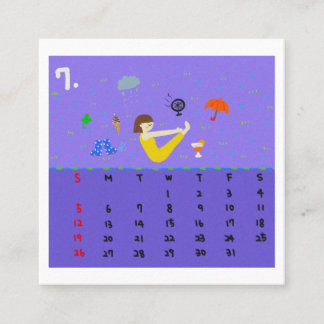 Carte De Visite Carré 2026 Cute Cartoon Yoga Poses Calendar, Health 
