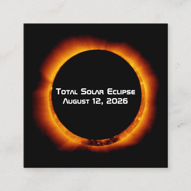 Carte De Visite Carré 2026 Total Solar Eclipse (Devant)