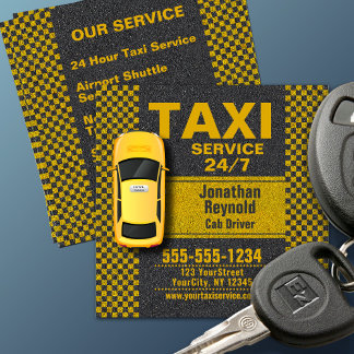Carte De Visite Carré 3D Yellow Taxi 24/7 Service Cab Driver