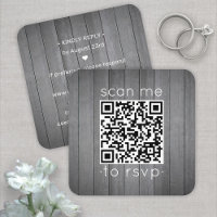 50 Cartons QR RSVP Enclosure Mariage Bois Faux Gri