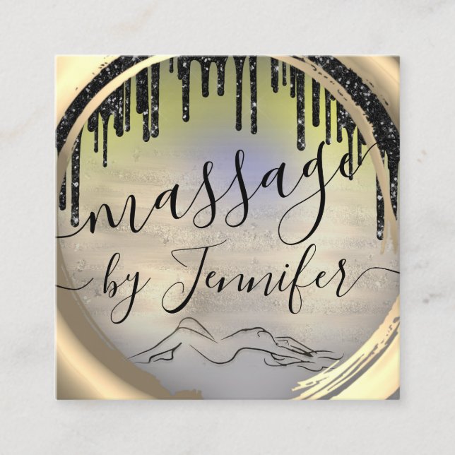 Carte De Visite Carré 6 Punches Massage Spa Wellness Studio Unique (Devant)
