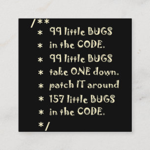 Carte De Visite Carré 99 Bugs Dans Le Logiciel Code Drôle Ingénieur Test
