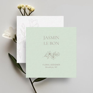 Carte de visite Carré à menthe florale minimal chi