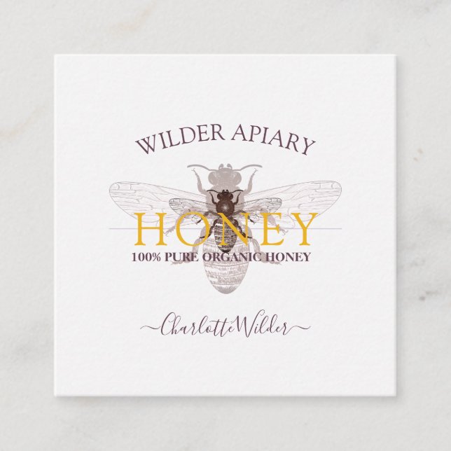 Carte De Visite Carré Abee Beekeeper Apiary Honey (Devant)