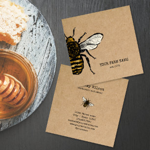 Carte De Visite Carré Abeille Apiariste Ferme d'abeilles Honeycomb