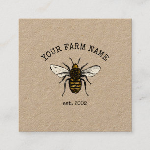 Carte De Visite Carré Abeille Apiariste Ferme d'abeilles Honeycomb