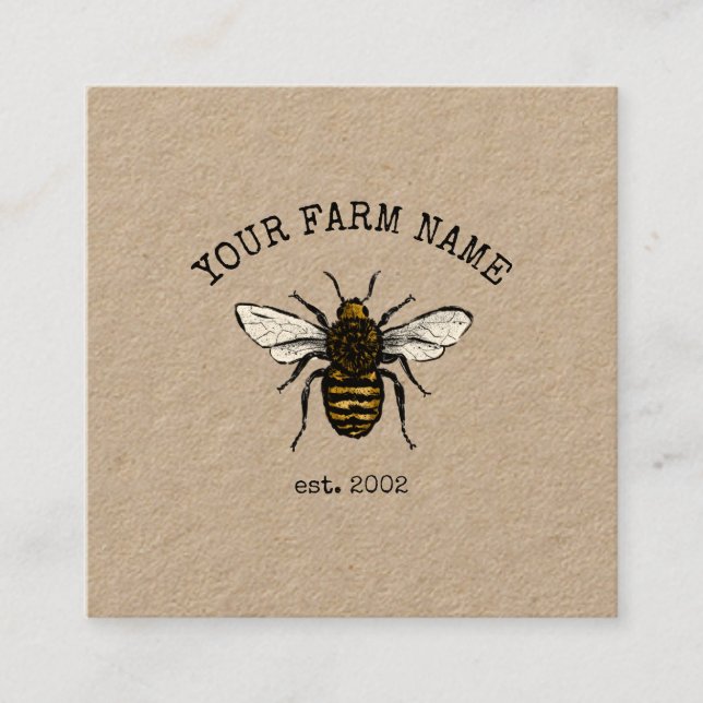 Carte De Visite Carré Abeille Apiariste Ferme d'abeilles Honeycomb (Devant)