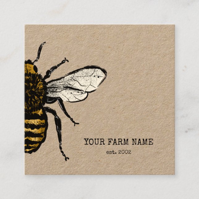 Carte De Visite Carré Abeille Apiariste Ferme d'abeilles Honeycomb (Devant)