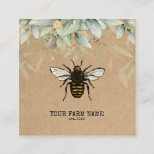 Carte De Visite Carré Abeille Apiariste Ferme d'abeilles Honeycomb Bu