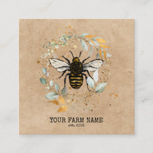 Carte De Visite Carré Abeille Apiariste Ferme d'abeilles Honeycomb Bu
