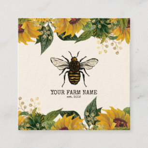 Carte De Visite Carré Abeille Apiariste Ferme d'abeilles Honeycomb Bu