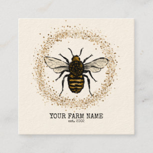 Carte De Visite Carré Abeille Apiariste Ferme d'abeilles Honeycomb Bu