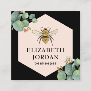 Carte De Visite Carré Abeille de miel apiculteur Élégant Foliage Apiè