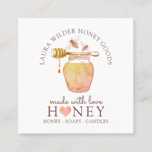 Carte De Visite Carré Abeille de miel aquarelle logo illustré