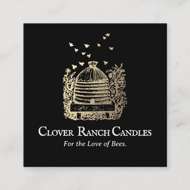 Carte De Visite Carré Abeille d'or Apiculture apée (Devant)