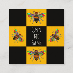 Carte De Visite Carré Abeille, Vendeur d'abeilles au miel, Apiariste d'a