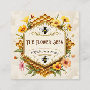 Carte De Visite Carré Abeilles à miel nid d'abeille apiculteur rucher ja