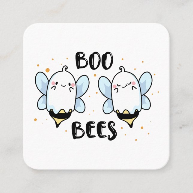 Carte De Visite Carré Abeilles de Boo Ghost mignonnes - Drôle Halloween  (Devant)