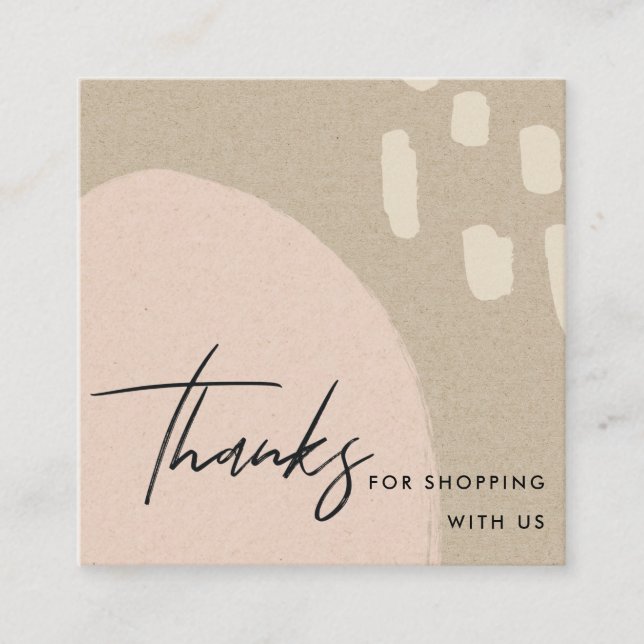 CARTE DE VISITE CARRÉ ABSTRAIT BLUSH PEACH KRAFT SCANDI MERCI LOGO (Devant)
