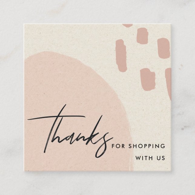 CARTE DE VISITE CARRÉ ABSTRAIT BLUSH PEACH KRAFT SCANDI MERCI LOGO (Devant)