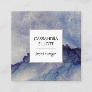Carte De Visite Carré Abstrait Dusty Blue Purple Alcohol Enk Liquid Art