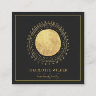 Carte De Visite Carré Abstrait Gold Foil Cercle Carré noir