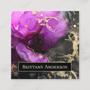 Carte De Visite Carré Abstrait Purple Black Gold personnalisé