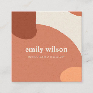 CARTE DE VISITE CARRÉ ABSTRAIT TERRACOTTA RED ORANGE KRAFT SCANDI