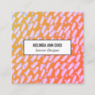 Carte De Visite Carré Abstraits points peints taches punch tropical colo