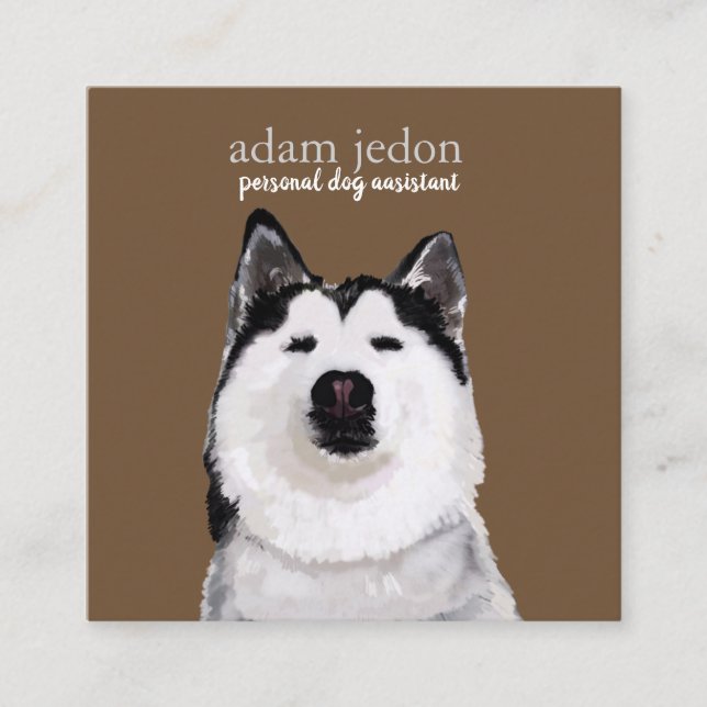 Carte de visite Carré adjoint de chien Husky (Devant)