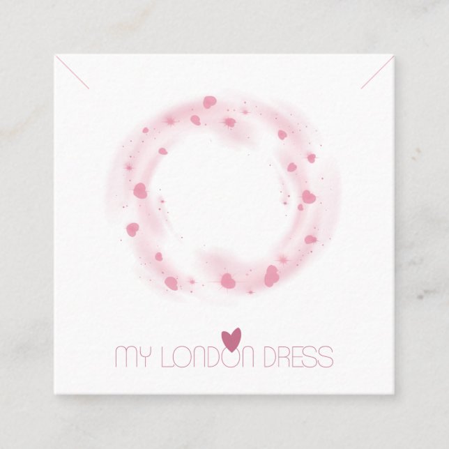 CARTE DE VISITE CARRÉ AFFICHAGE DE BRACELET DE COEUR ROSE BLANC (Devant)
