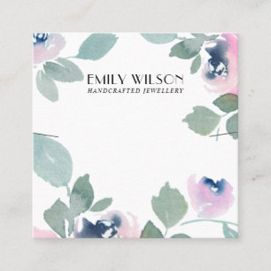 CARTE DE VISITE CARRÉ AFFICHAGE DE BRACELET FLORAL ROSE BLEU ROSE