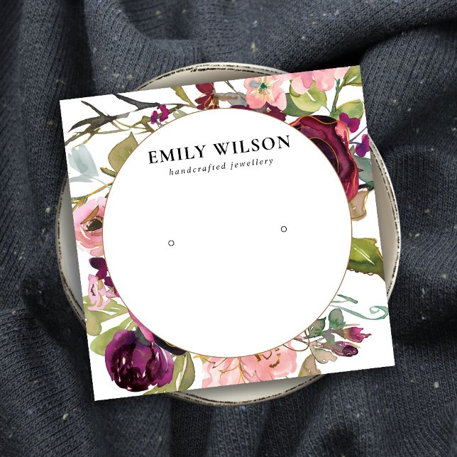 CARTE DE VISITE CARRÉ AFFICHAGE DE L'OREILLE FLORALE ROSE D'OR BROUGE (Créateur téléchargé)